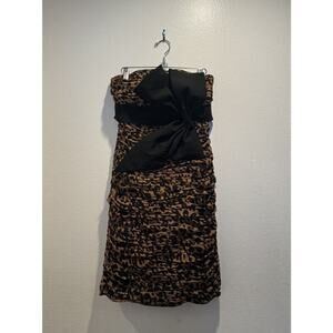 ASPEED Size Large Leopard Print Dress Peggy Big Bow Ruched Strapless Costume